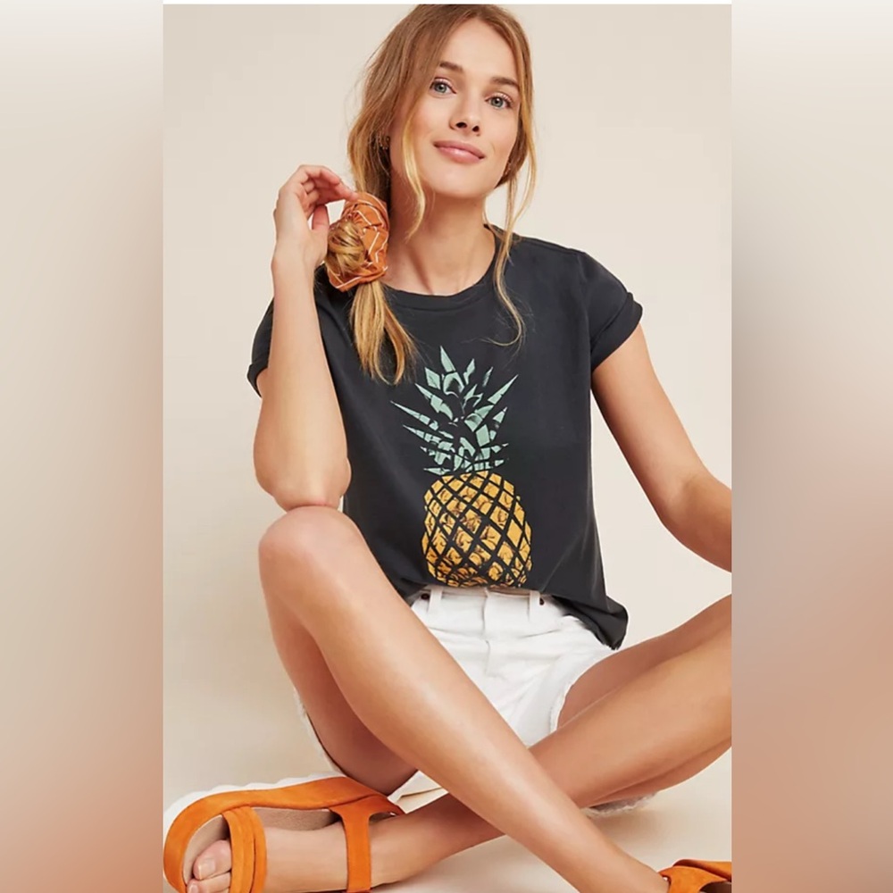 Anthropologie Sol Angeles Pineapple Graphic Tee Size Small